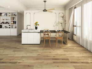 Heller Wohn-Essbereich mit Designboden im Dekor Rustic Oak – warme Eichenoptik mit natürlicher Maserung